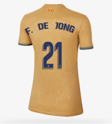Barcelona Frenkie de Jong #21 Bortedrakt Kvinner 2022-23 Kortermet